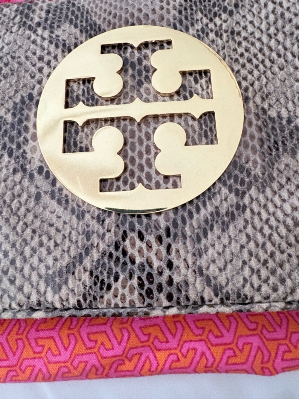 Tory Burch Audra Reva Leather Python Print Shoulder/Clutch Bag - Picture 2 of 13